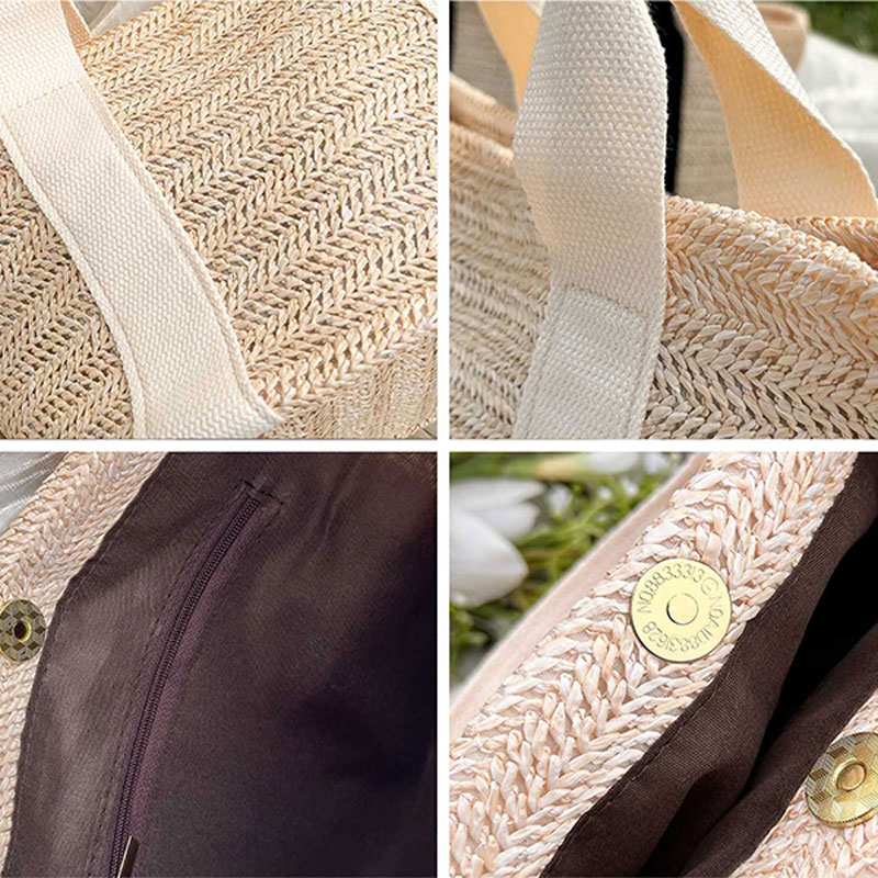 Personalized Bohemian Style Straw Beach Tote Bag