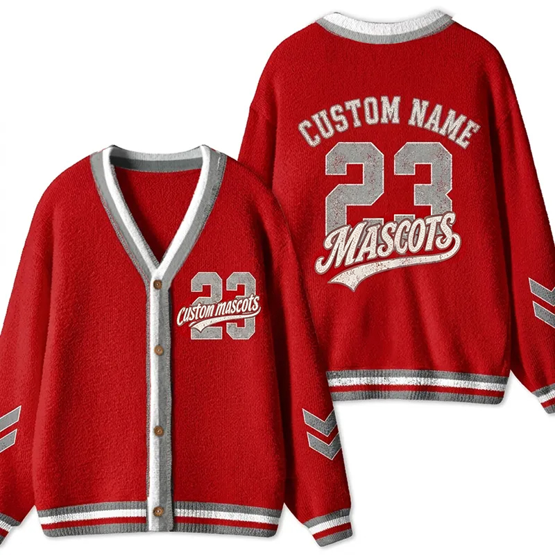 Personalized Mascot Retro Sport Team Name Number Teacher Ugly Cardigan Sweaters
