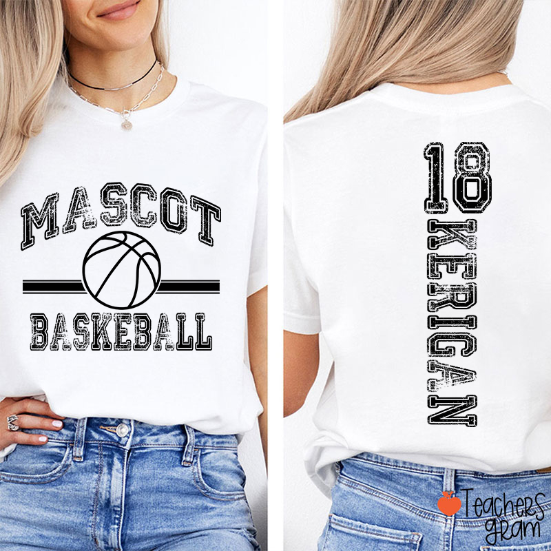 Personalized Mascot Vintage Sport Theme Teacher Two Sided T-Shirt