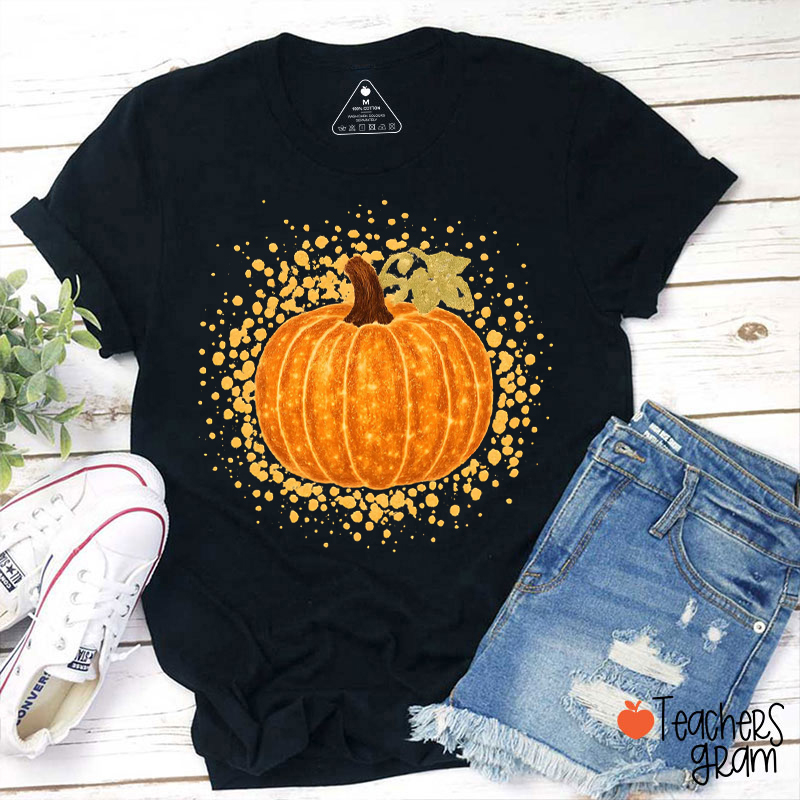 Glitter Pumpkin Teacher T-Shirt