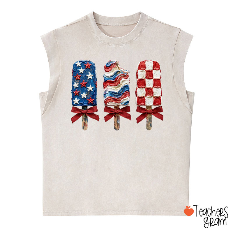 Patriotic Popsicle Teacher Washed Tank Top
