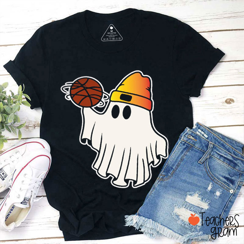 Ghost Playing Basketball Teacher T-Shirt