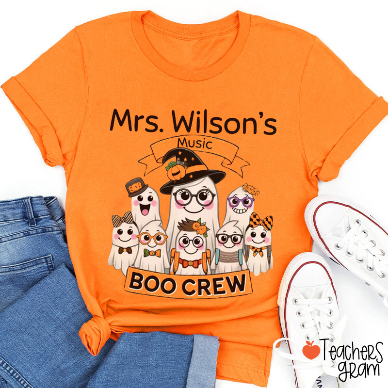 Personalized Name Music Boo Crew Teacher T-Shirt