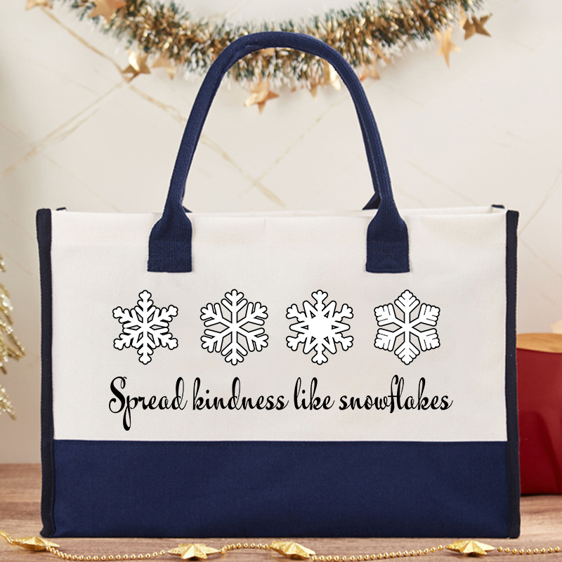 Spread Kindness Like Snowflakes Christmas Teacher Cotton Tote Bag