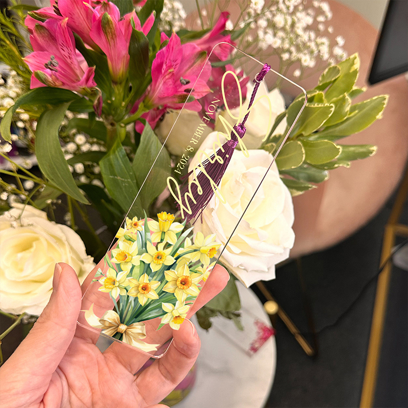 Personalized Birth Flower Bouquet Printed Teacher Bookmark