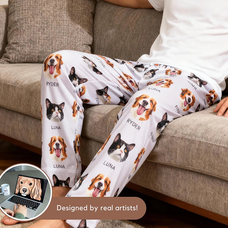 Personalized Pet Face Teacher Wide Leg Pants