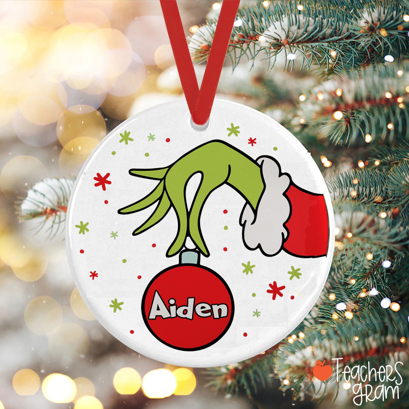 Personalized Name Steal Your Christmas Teacher Ceramic Christmas Ornament