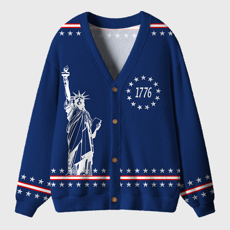 We The People Statue Of Liberty Teacher Ugly Cardigan Sweaters