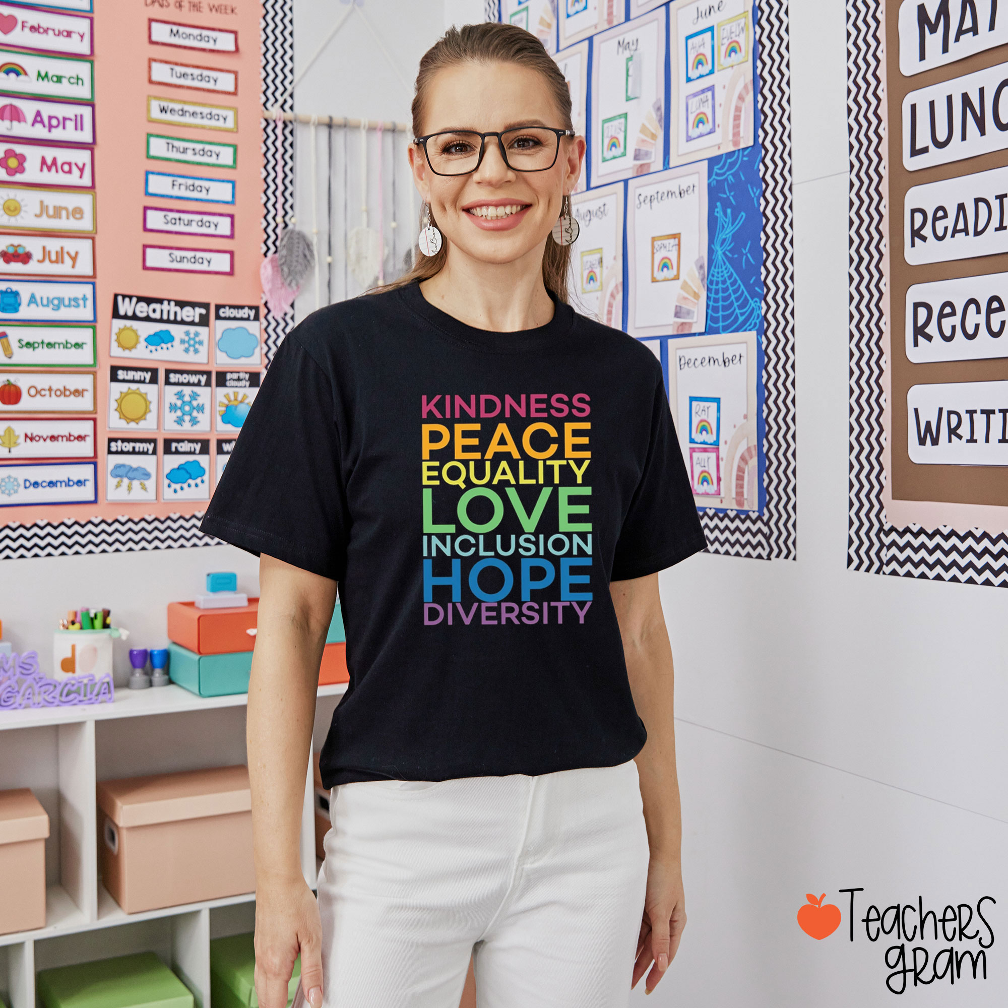 Kindness Peace Love And Hope Teacher T-Shirt