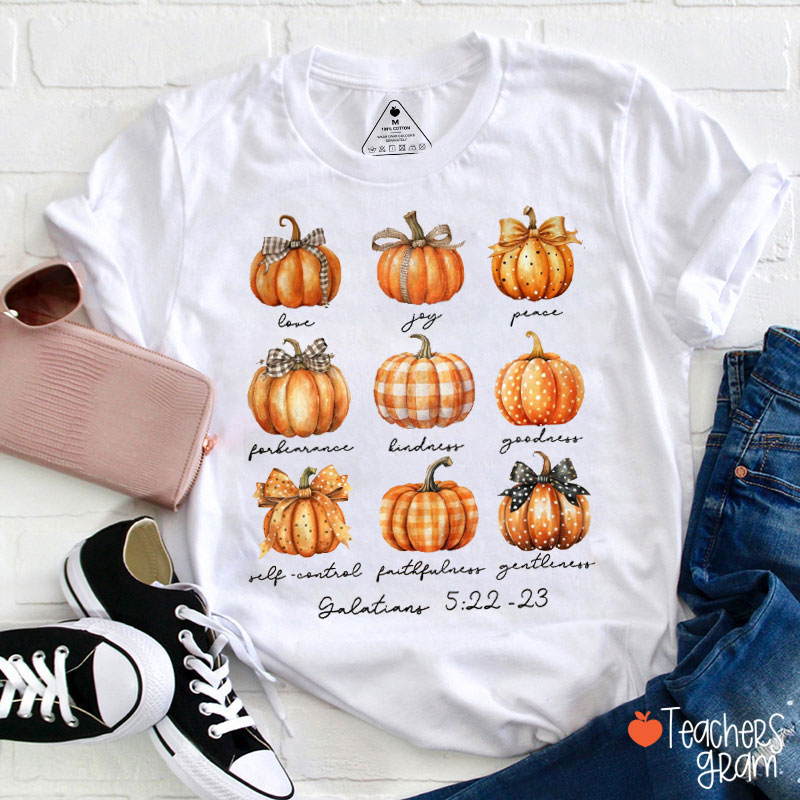 Plaid Pumpkin Teacher T-Shirt