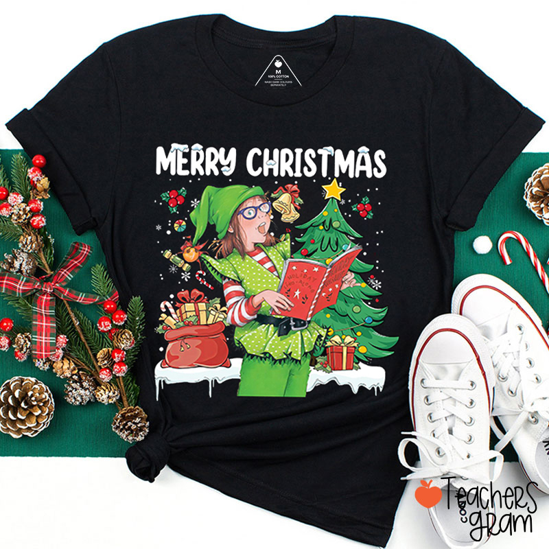 Merry Christmas Children's Books Teacher T-Shirt