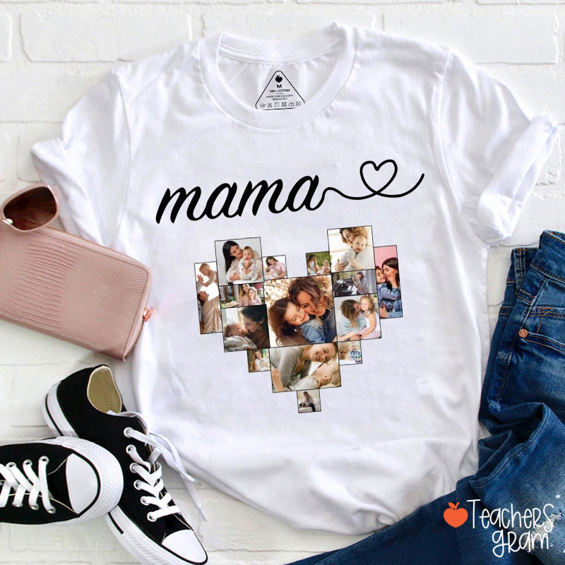 Personalized Mama And Children Pictures Teacher T-Shirt