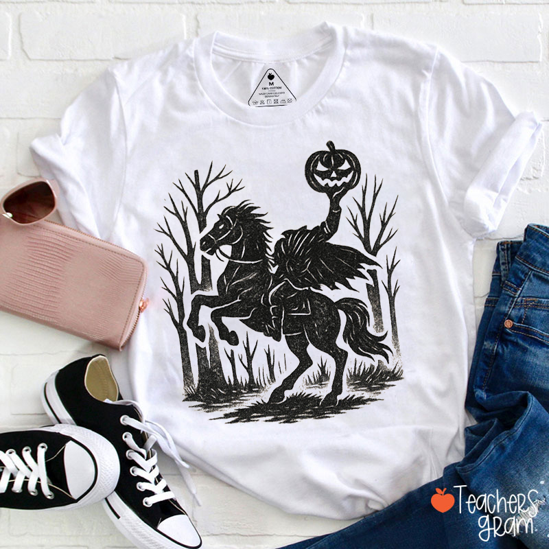 Pumpkin Headless Horseman Teacher T-Shirt