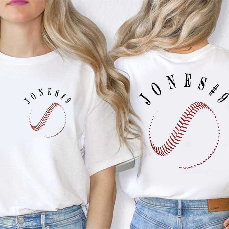 Personalized Baseball Name And Number Teacher Two Sided T-Shirt
