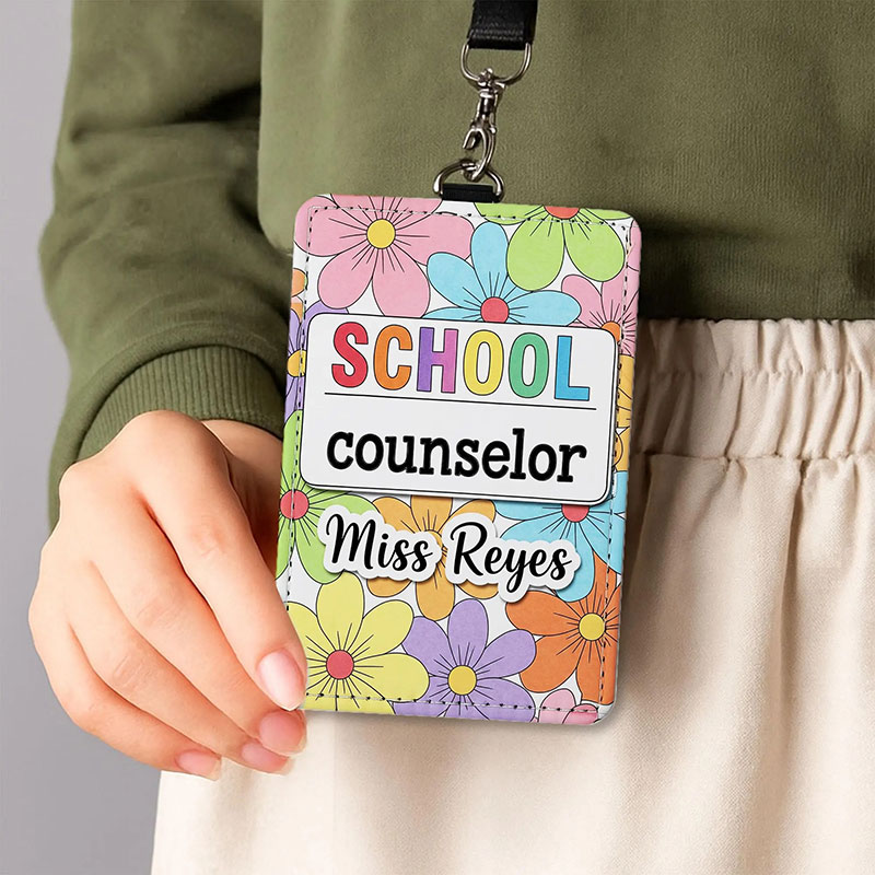 Personalized Colorful Flower Teacher Card Holder