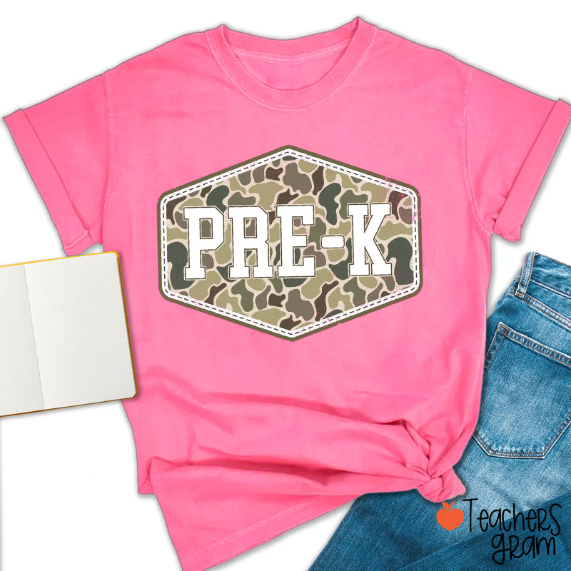 Personalized Grade Retro Camo Back To School Teacher T-Shirt