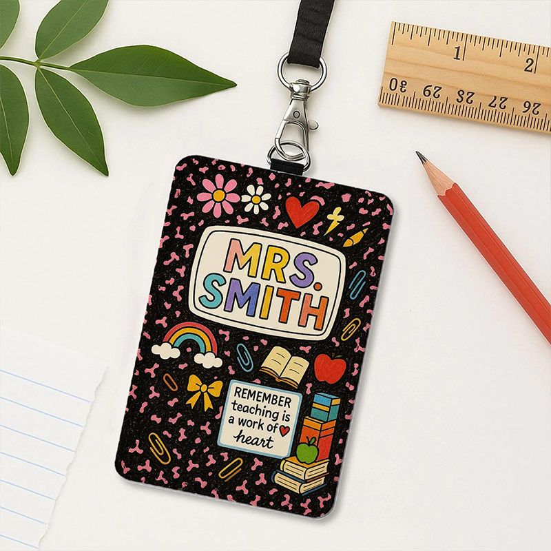 Personalized Name Teaching Is A Work Of Heart Teacher Card Holder