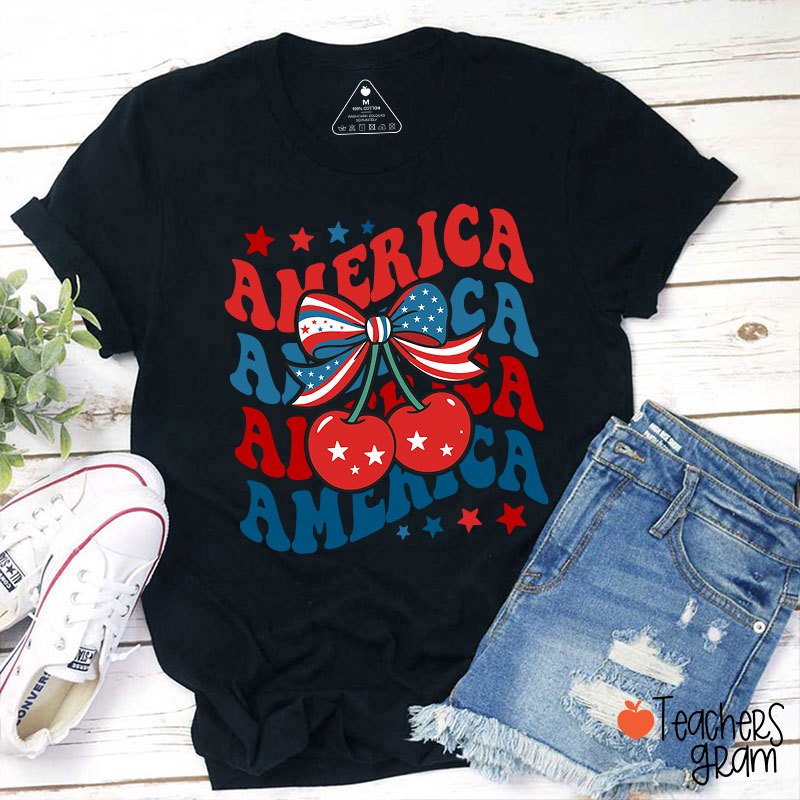 America Cherry Teacher T-Shirt