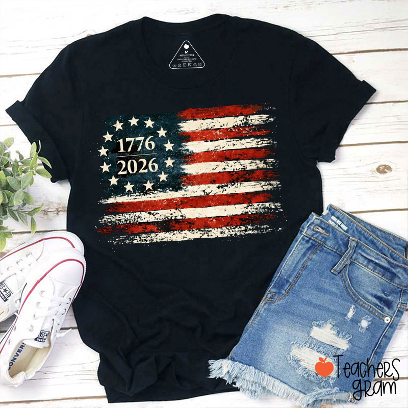 250 Years USA Patriotic Flag Teacher T-Shirt