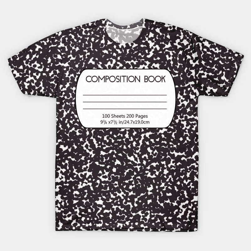 Black Composition Book Teacher Printed T-Shirt