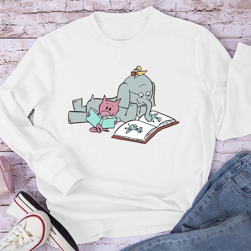 The Elephant And The Little Pig Read Together Teacher Long Sleeve T-Shirt