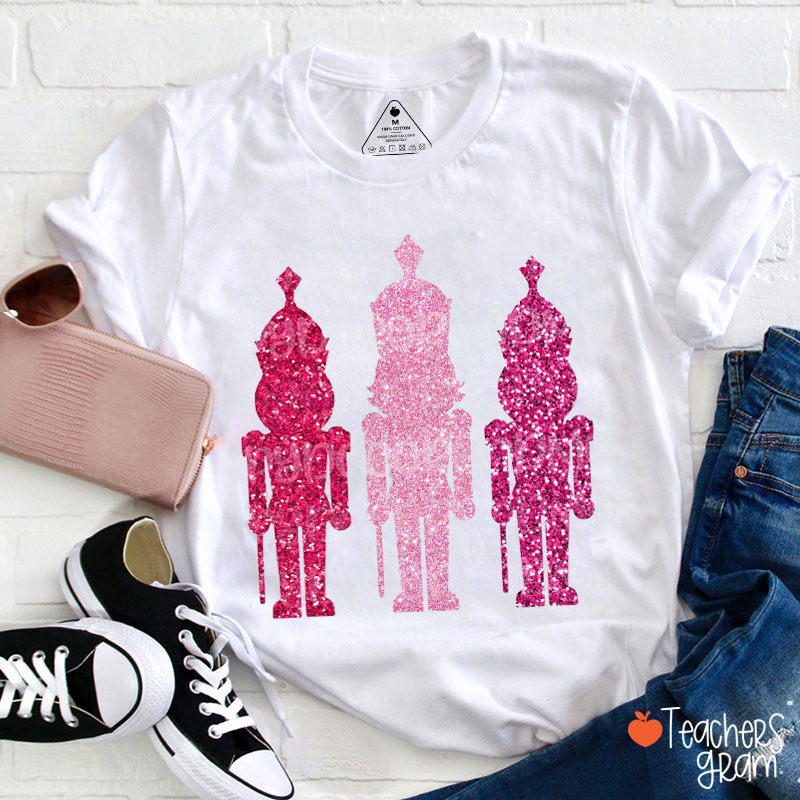 Glitter Nutcracker Soldier Teacher T-Shirt