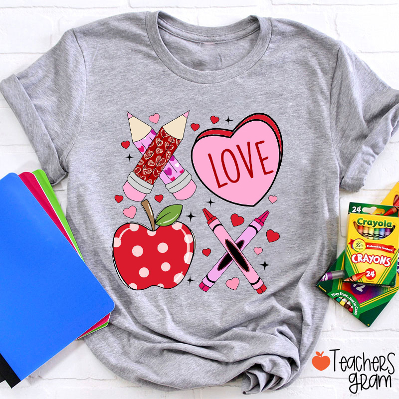 Love Pencil Crayon Apple Teacher T-Shirt