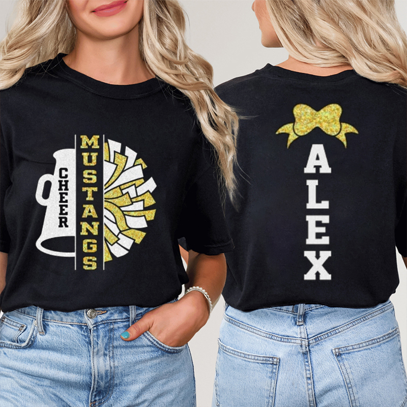 Personalized Mascot And Name Cheer Teacher Two Sided T-Shirt