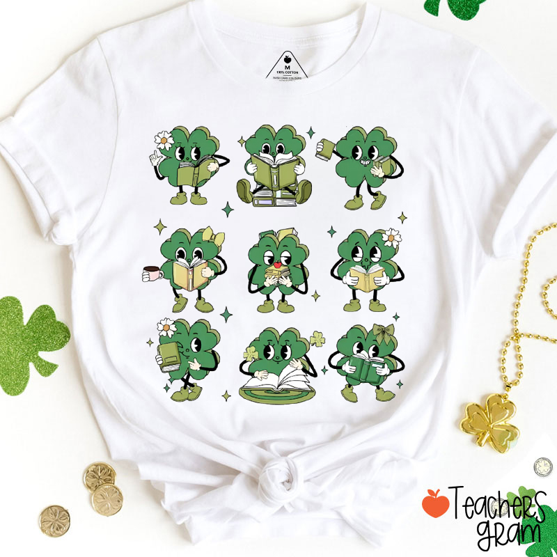 Reading Four Leaf Clover Teacher T-Shirt