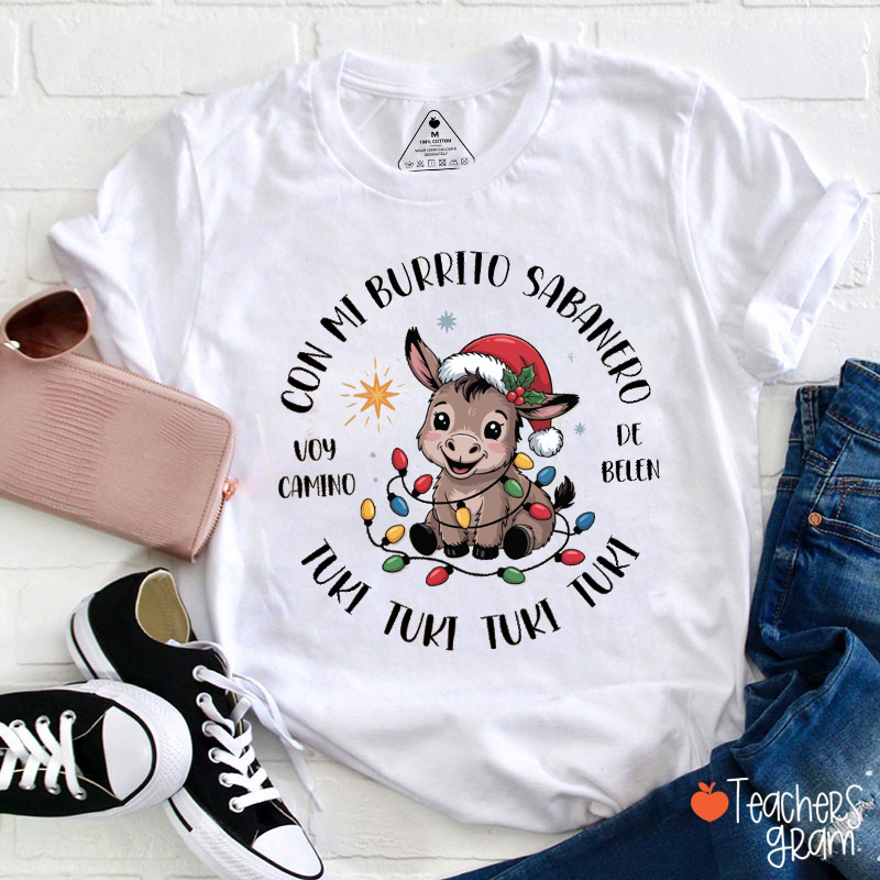 Con Mi Burrito Sabanero Teacher T-Shirt
