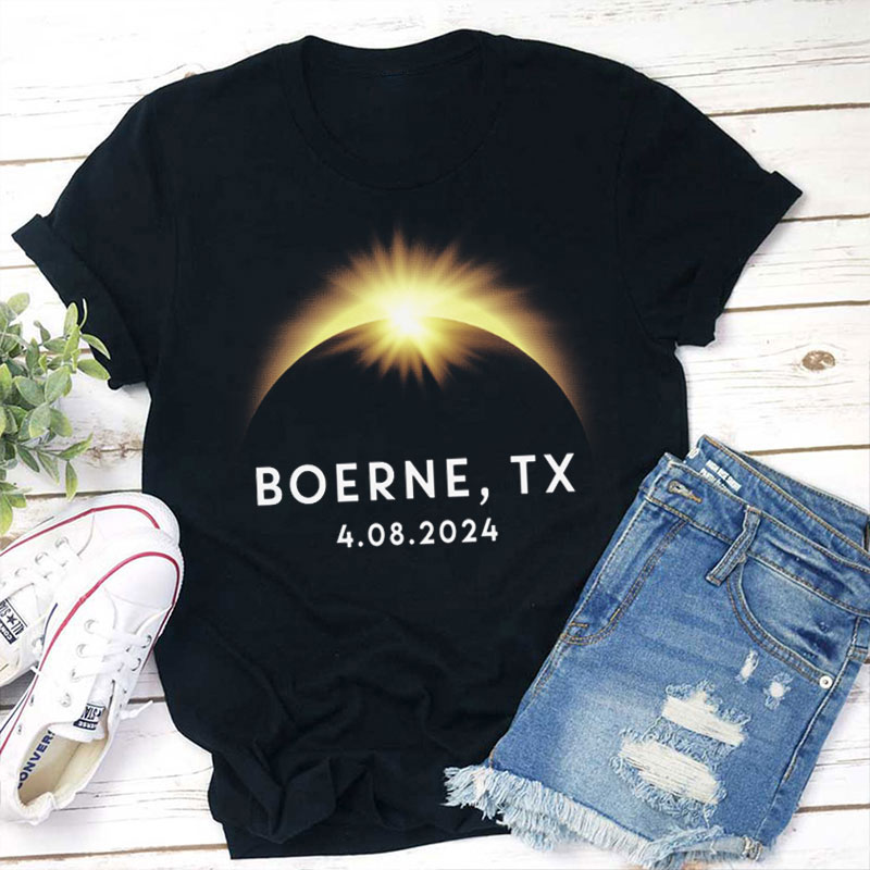 USA City State Total Solar Eclipse Teacher T-Shirt