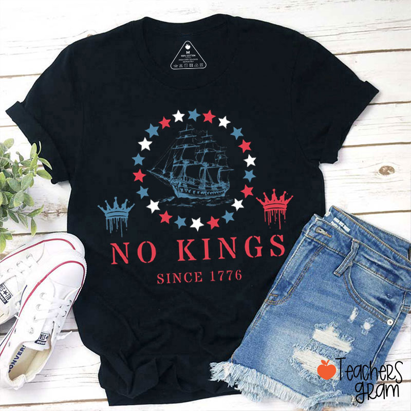 Red White And Blue No Kings Teacher T-Shirt