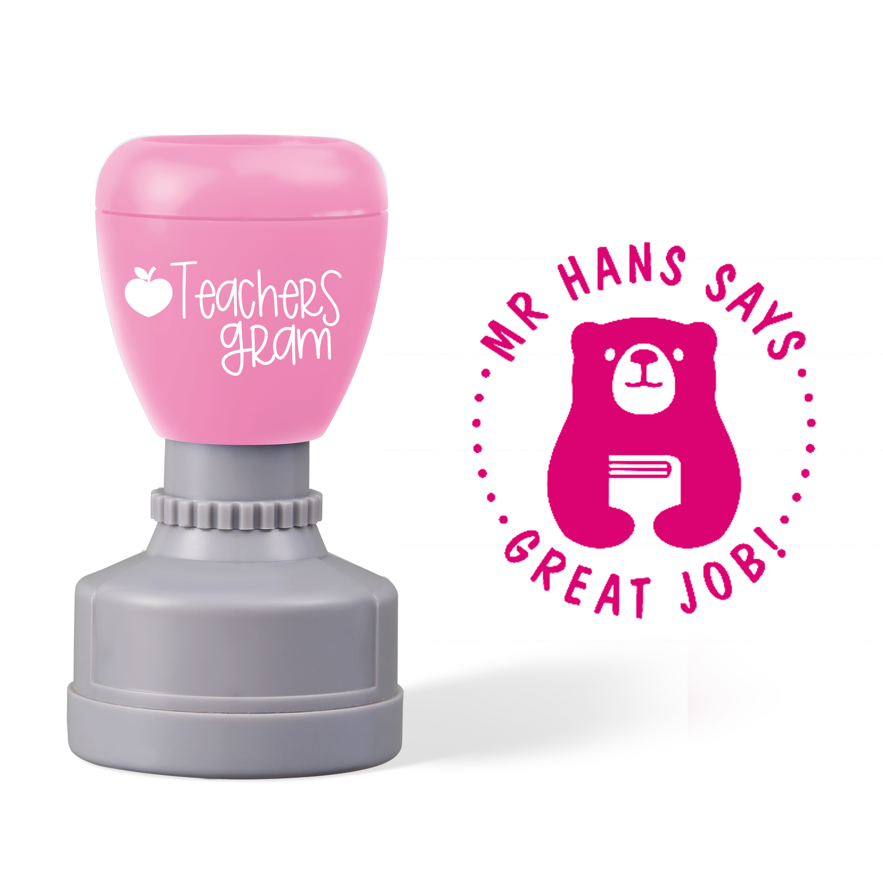 Personalized Name Great Job Bear Teacher Stamp