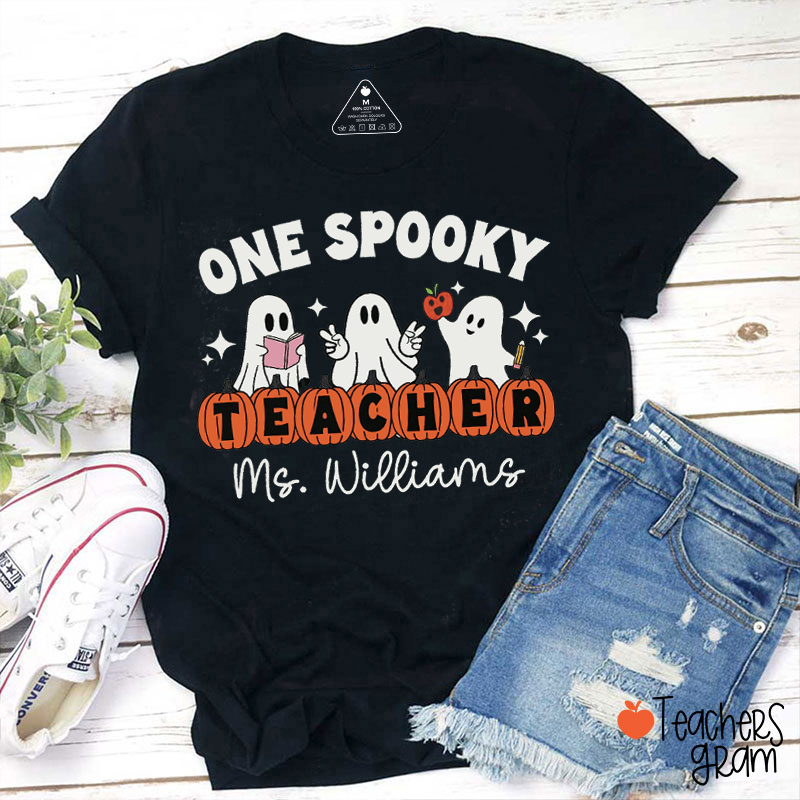 Personalized Name One Spooky Teacher T-Shirt