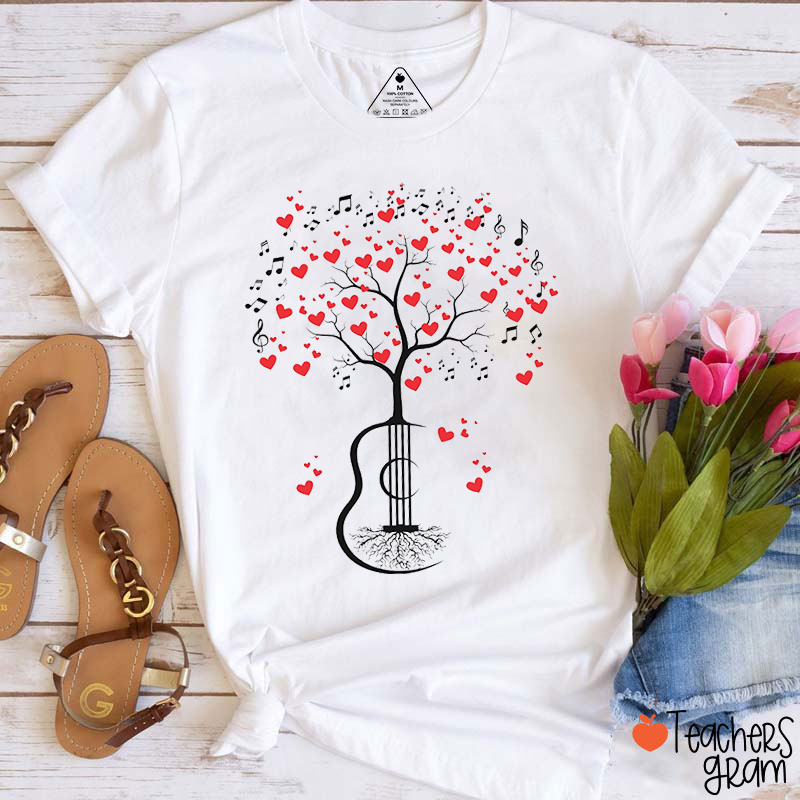 Guitar Tree Love Music Notes Music Teacher T-Shirt