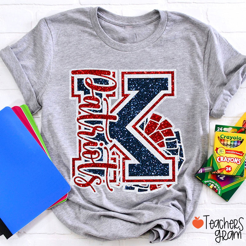 Personalized Mascot And Big Letter Teacher T-Shirt