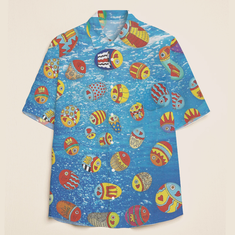Colorful Fish Summer Vibes Teacher Short Sleeve Shirt