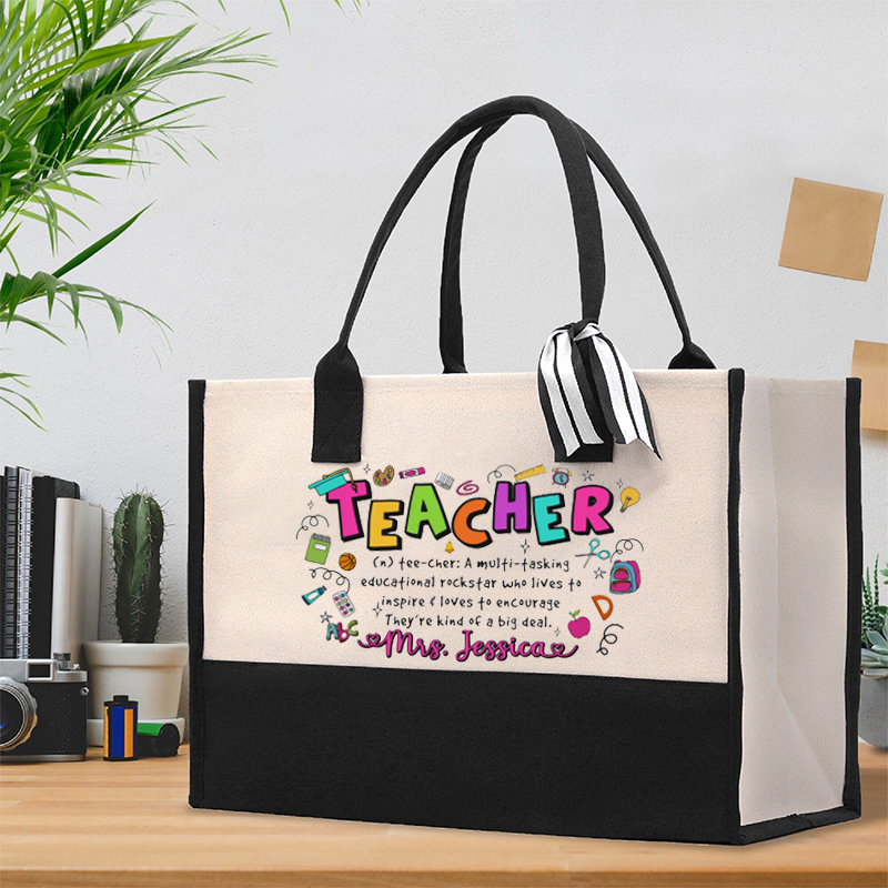 Personalized Name Teacher Definition Teacher Cotton Tote Bag