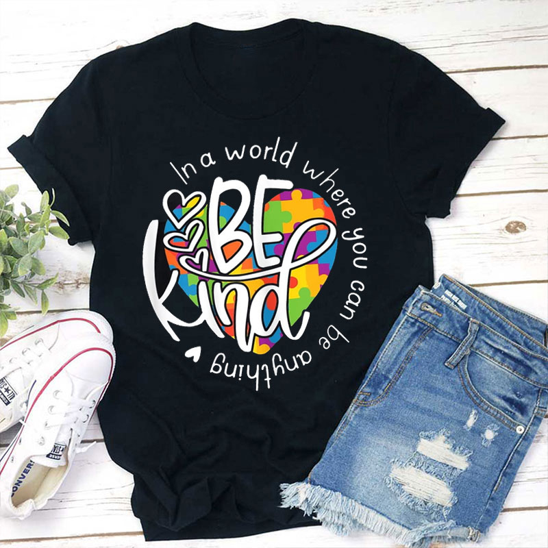 Puzzle Heart Be Kind Teacher T-Shirt