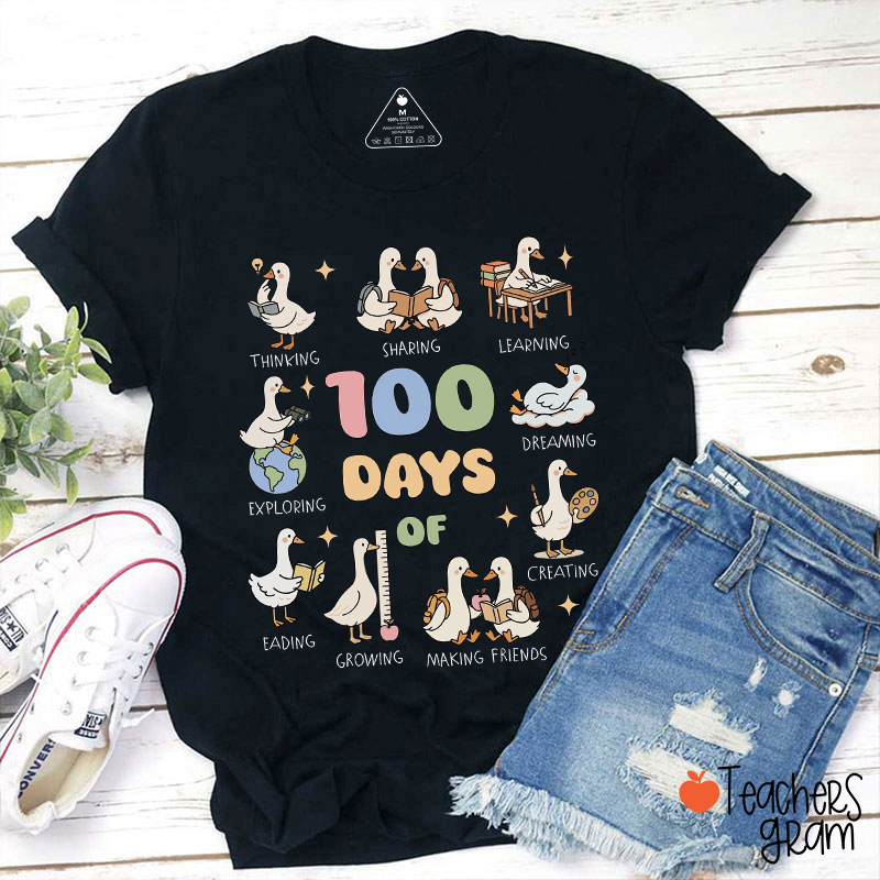 100 Days Of Thinking Sharing Learning Teacher T-Shirt