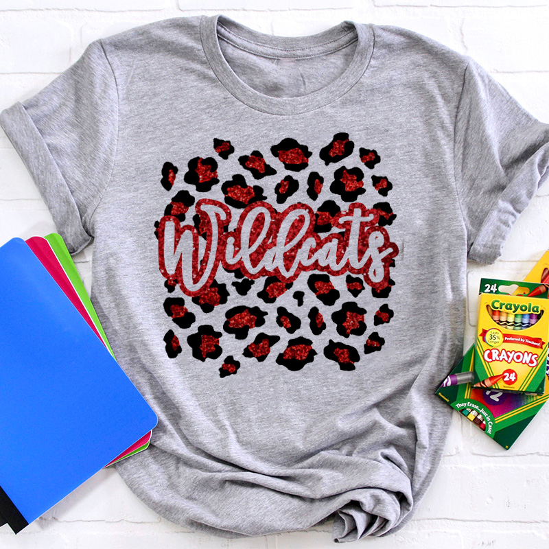 Personalized Colorful Leopard Print Mascot Teacher T-Shirt