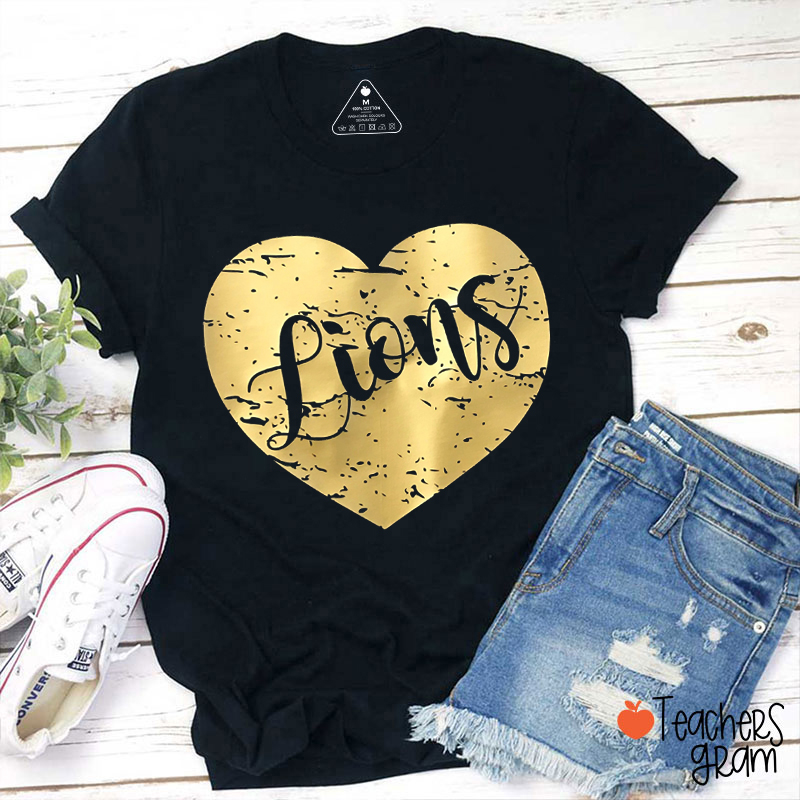 Personalized Mascot Distressed Heart Teacher T-Shirt
