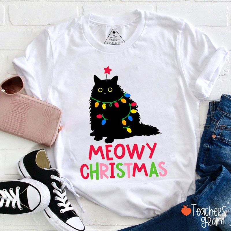 Meowy Christmas Teacher T-Shirt