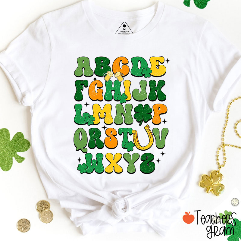 Alphabet Four Leaf Clover Teacher T-Shirt