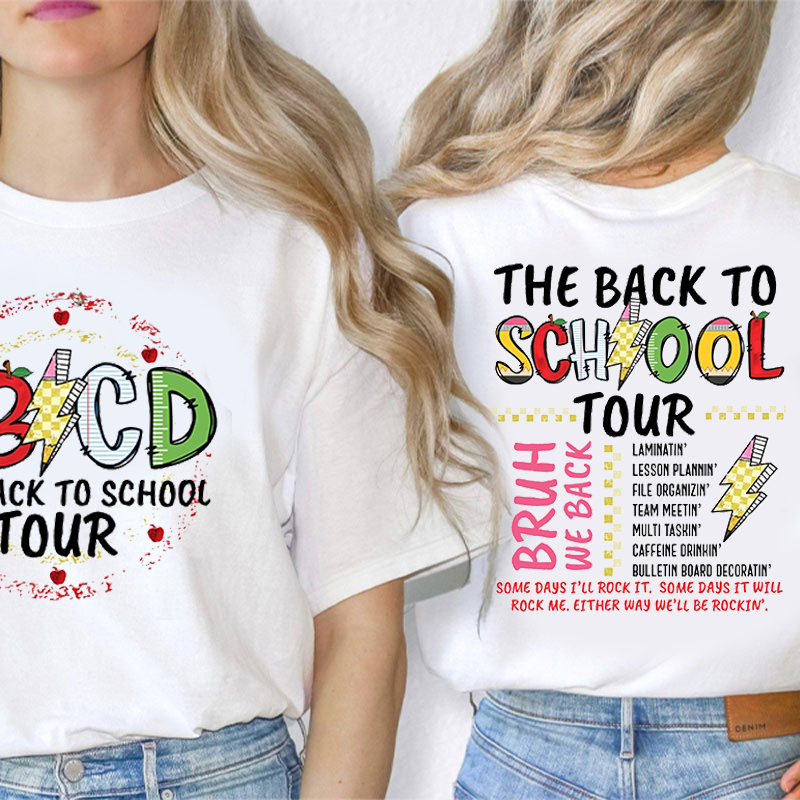 The Back To School Tour  Lightning Icon Teacher Two Sided T-Shirt