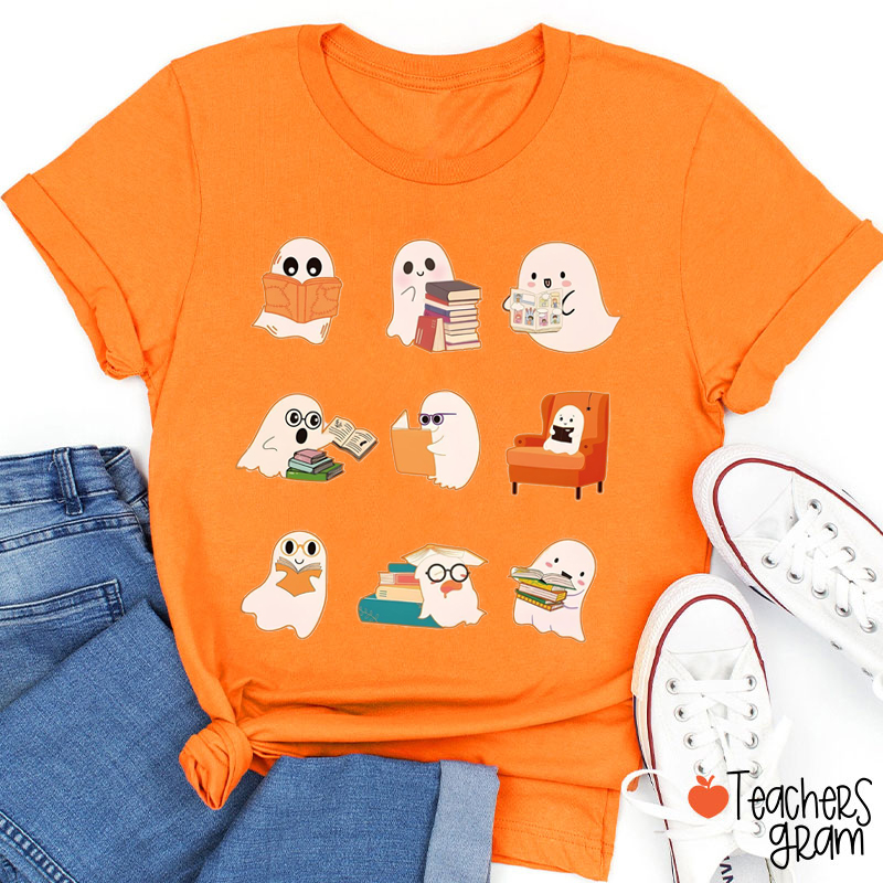 Read More Booooks Ghost Reading Teacher T-Shirt