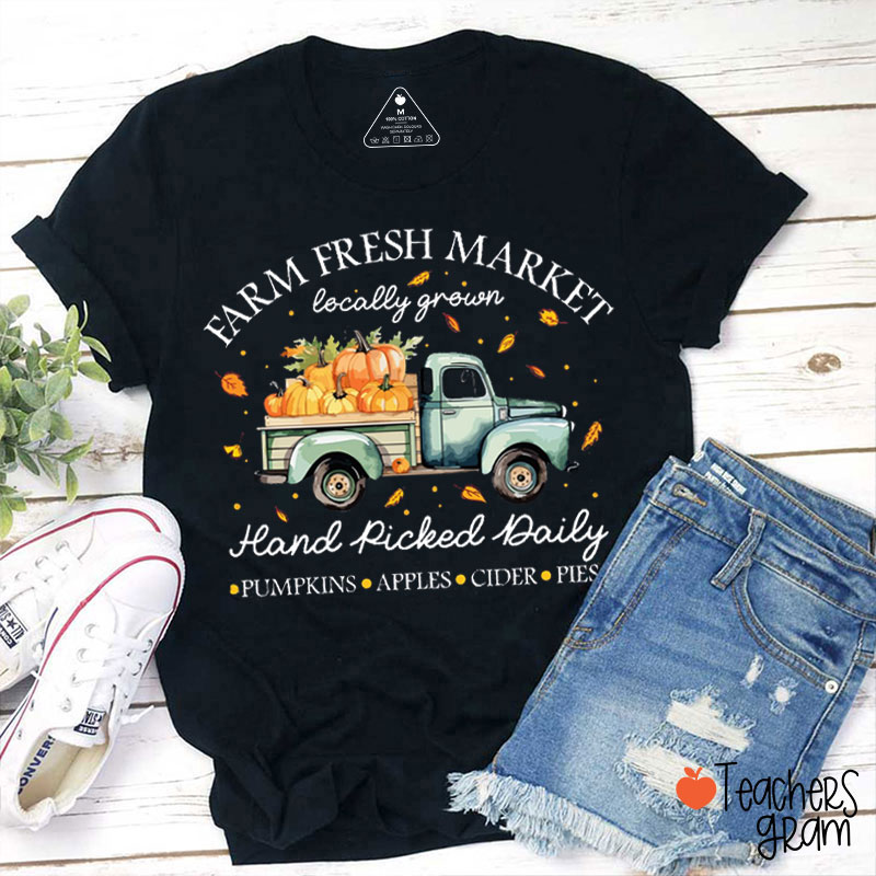 Farm Fresh Market Autumn Teacher T-Shirt