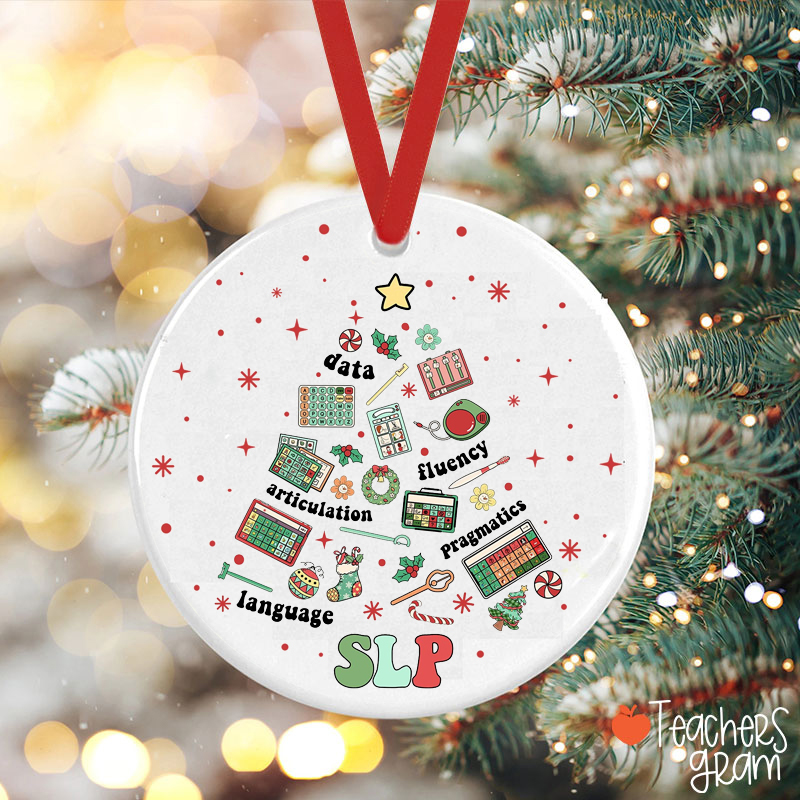 Speech Therapy Christmas Teacher Ceramic Christmas Ornament