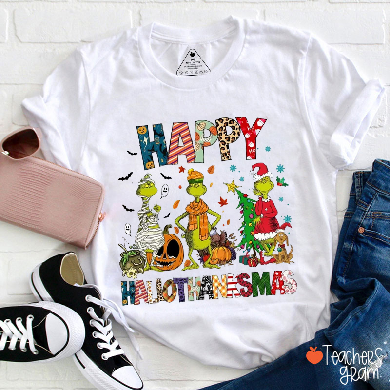 Happy Hallothanksmas Teacher T-Shirt