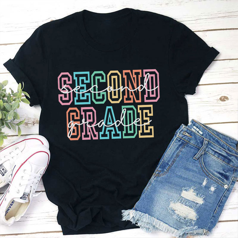 Personalized Neon Color Hollow Design Teacher T-Shirt